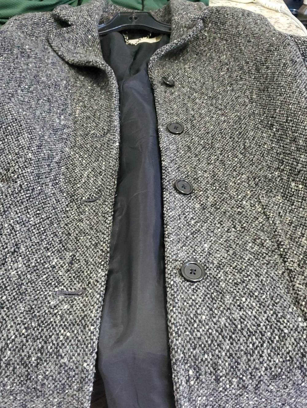 J. CREW Charcoal Tweed Wool Pea Coat - Gray Herringbone - Picture 3 of 6